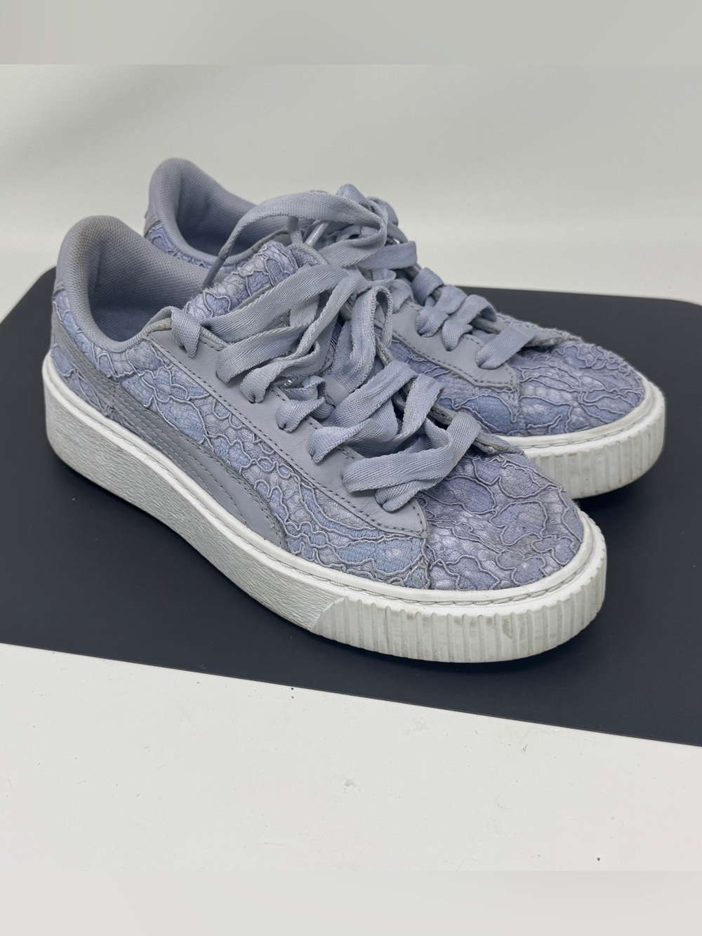 Puma Basket Platform Fo Icelandic Blue Low Top Sneakers US 6.5 Trendy Streetwear